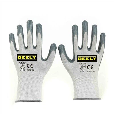 Серые нитриловые перчатки с гладким покрытием